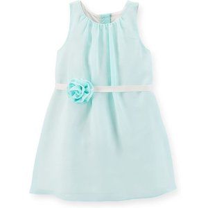 Carters Little Girls Crepe Rosette Sleeveless Dress Size 5 6X Summer Wedding NWT